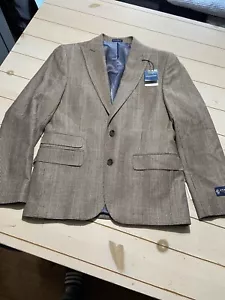 NUOVO Stafford 100% lana da uomo slim fit giacca marrone vetro finestra taglia 38 corto - Foto 1 di 11