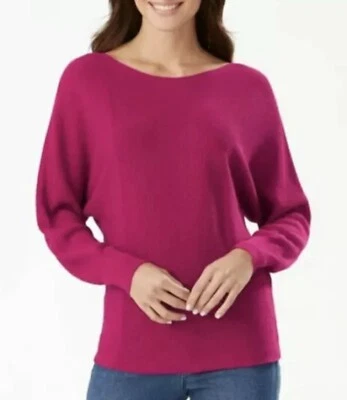 Nuevo $115 Tommy Bahama Bonita Cuello Barco Dolman Suéter Adelgazante Acanalado Tejido Rosa talla L Foto 1 de 4