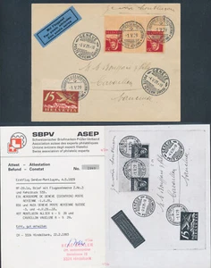 Schweiz Erstflug Genf nach Montlucon 1929 Zusammendruck Attest (S25156) - Picture 1 of 2