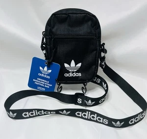 NEW Adidas Originals Festival Unisex Crossbody Shoulder Waist Bag Black/ White - Picture 1 of 5