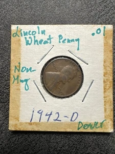 1942-D Denver Lincoln Wheat Penny No Mint Mark. Non Magnetic. - Picture 1 of 4