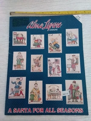Alma Lynne Designs A SANTA FOR ALL SEASONS Cross Stitch Booklet Vintage 1989 - Image 1 of 4