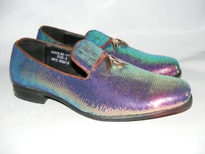 After Midnight Pailletten Loafer Slipper Schuhe Größe 8 blau lila pink 062019 - Bild 1 von 13