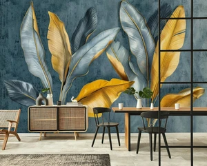 Botanical WALLPAPER Living room mural 312x219cm painted plants feature wall - Picture 1 of 10