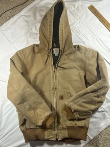 Chaqueta Carhartt Hombre Pequeña Regular Pato Marrón Con Capucha Acolchada Ropa de Trabajo J130-211 - Imagen 1 de 9