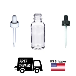 30ml Clear Glass Dropper Bottle w/ Child-Proof Cap – 1oz Refillable - Picture 1 of 6