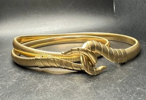 Vintage Sarah Coventry Gold Tone Metal Stretch Hook Shaped Buckle Belt 31" - 37" - Picture 1 of 6