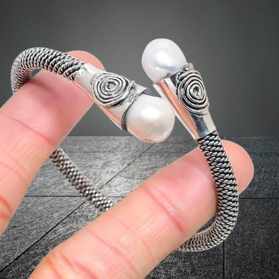 Natural Unique River Pearl Ethnic Bracelet Adjustable P663 - Image 1 of 4