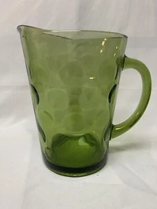 Vintage Hazel Atlas El Dorado Green Glass Pitcher 8” - Picture 1 of 6