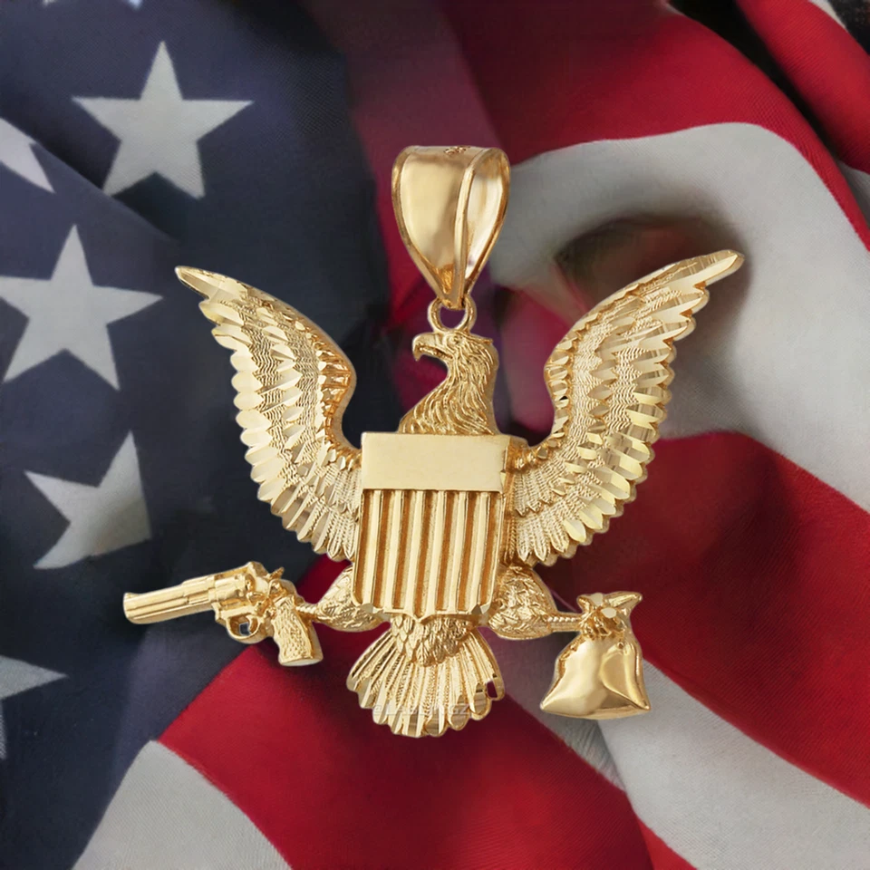 Bolso de Dinero Pistola Águila Dorada Para Hombres Grande DC Hip-Hop Colgante Foto 1 de 4