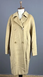 Women MAX MARA Camel Beige Wool Double Breasted Long Coat Size EU 44/US 14/UK 16 - Picture 1 of 16
