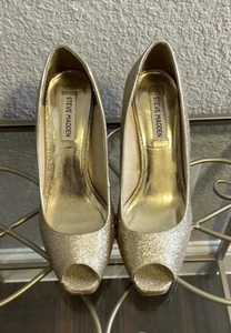 Steve Madden Plateau-Pump Peeptoe-Metallic Gold Größe 11 - Bild 1 von 7