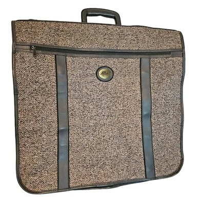 Vintage Faberge Grey Tweed Garment Suit Bag Expandable - Image 1 of 4