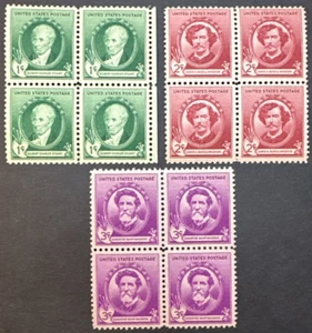 US 1940 Scott # 884-886 Lot of 3 Blocks of 4 MNH OG American Artists Stuart - Picture 1 of 2
