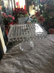 Vintage Fostoria American 10 1/4" Square Pedestal Cake Stand w/Rum Well - Picture 1 of 9