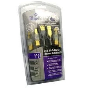 Kit de cables USB 2.0 BlueDiamond con 4 adaptadores 6 pies, transparente  - Imagen 1 de 1