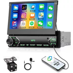 7" Autoradio 1Din Apple Carplay/Android Auto Navi Touchscreen USB BT FM + Kamera - Bild 1 von 24