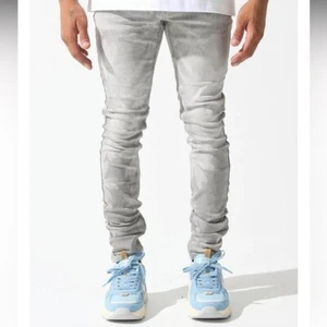 Serenede Men's Sakura Sakurag Gray Floral Denim Jeans 32 Waist - Picture 1 of 10