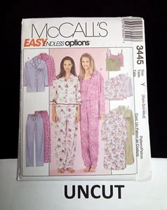 Pigiama pigiama McCALL'S UNCUT modello facile 3445 Misses XS S M camicia pantaloni pigiama - Foto 1 di 8