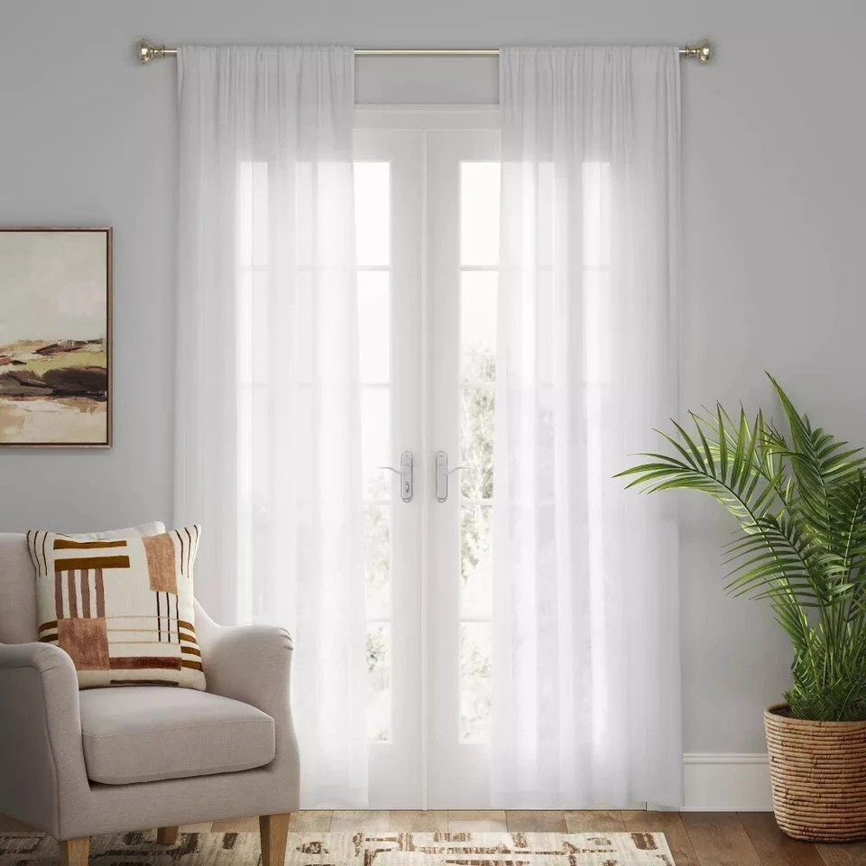 Threshold Farrah Light Filtering Curtain Panel White Rod Pocket 84" X 54" B234