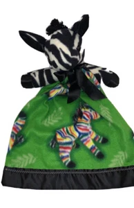 Zebra Black White Multicolored Baby Security Blanket Plush Lovey - Picture 1 of 5