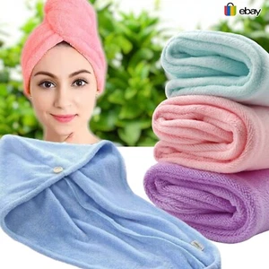 Haartrocknungstuch Turban 100 % Baumwolle Twist Wrap schnell trocknender Kopf Badekappe Hutband - Bild 1 von 13