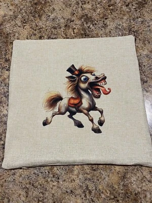 Funda de almohada caprichosa con estampado de caballo Sombrerero Loco solamente-SIN INSERTO Foto 1 de 4