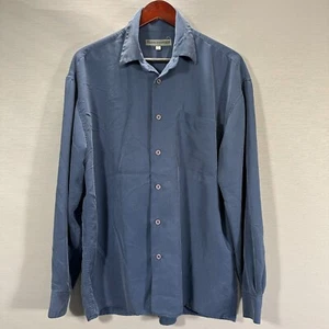 Maxini Collezione Shirt Mens Medium Blue Button Up Long Sleeve Pocket - Picture 1 of 10