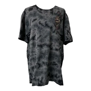 Men’s XXL Shirt Affliction Black Label Grey and Black Tie Die Short Sleeve - Picture 1 of 15