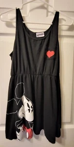 Disney Mickey Mouse Sleeveless Dress Girls Medium Black Red White Heart Pocket - Picture 1 of 10