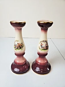 Vintage KLM Staffordshire England Candle Stick Holder Lovers Scene - Picture 1 of 11