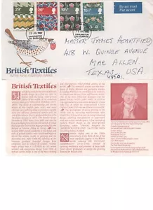 23 JULY 1982 BRITISH TEXTILES FIRST DAY COVER Vintage good shape - Picture 1 of 1