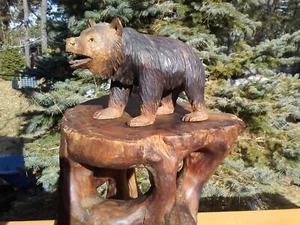 Figura antigua de oso de madera tallada en la selva negra - Imagen 1 de 11