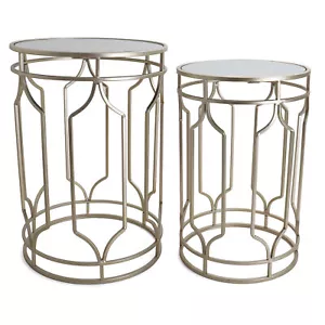 Rutledge & King Round Alexander End Table Set - Metal End Table with Mirror Top - Picture 1 of 8