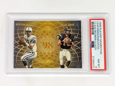 1998 Playoff Momentum Quads Peyton Manning Randy Moss PSA 8 Rookie RC HOF - Image 1 of 2