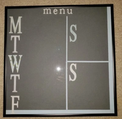 Homemade Dry-Erase Week Menu Board 13 x 13-inch New, never used - Image 1 of 4