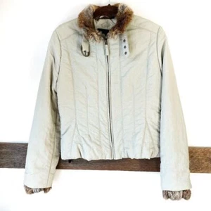 Via Spiga hellbrauner Mantel Kaninchenfellkragen und Bündchen M Jacke - Bild 1 von 9