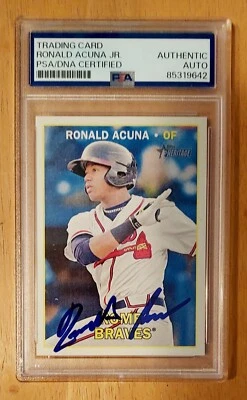 Ronald Acuna Jr. Braves Signed 2016 Topps Heritage Rookie Card PSA/DNA Certified - Image 1 of 3