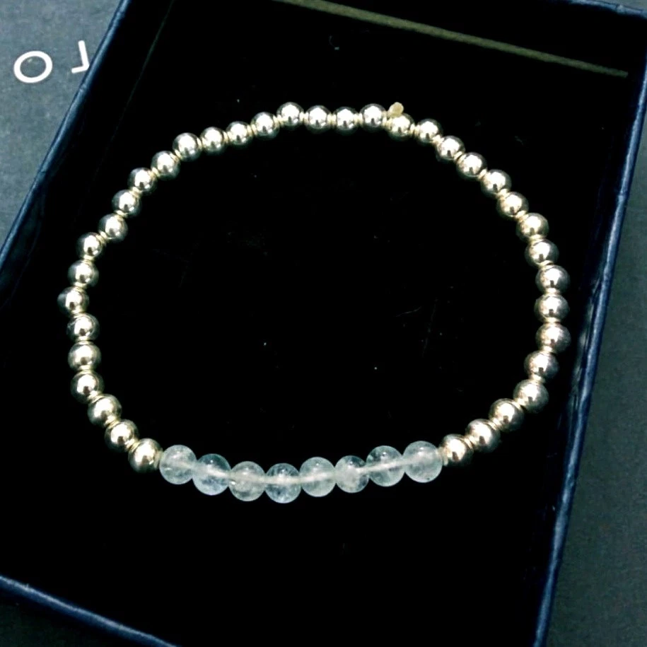 925 Sterling silver bead bracelet with stone - Image 1 of 1