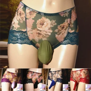 Herren Sexy Dessous Sissy Pouch Höschen Spitze Blumen Boxershorts Gay Unterwäsche - Bild 1 von 15