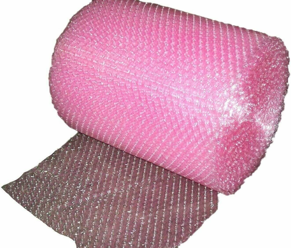 3/16'' Anti-Static Small Bubble Cushioning Wrap Padding Roll 50' x 12'' Wide - Image 1 of 1