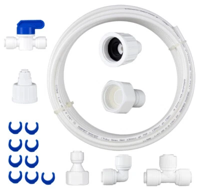 AQUALOGIS Kit 10 M Tubo Alimentazione Acqua Tubo e Connettori Frigo per Stile Europeo Doppio