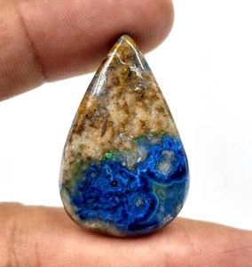 Azurite Natural Loose Gemstone 45cts Cabochon Pear 36x24x06mm KJ-393 - Picture 1 of 3