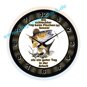 Mega Wanduhr " Angeln - Fischen witzig lustig " verschiedene Ausführung & Größen - Picture 1 of 5