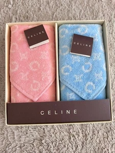 100% Authentic CELINE Mini Towels Set Pink/Blue Cotton Hand Towels New in Box - Picture 1 of 7