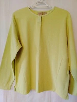 Camisa Mountain Lake Waffle Weave Manga Larga 2 Cierre a Presión Chartreuse LG #12347 Foto 1 de 4