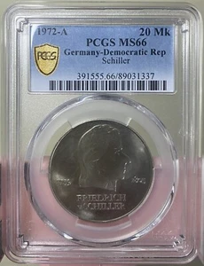DDR 1972A 20 Mark Schiller PCGS MS66 2. Klasse 10/3 - Bild 1 von 2