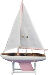 Handgefertigtes maritimes Dekor schwimmt 12" - rosa schwimmendes Segelboot - Bild 1 von 1