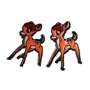 Bambi Deer Metal Enamel Stud Earrings - Picture 1 of 1