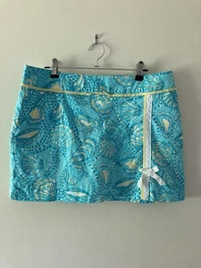 Lilly Pulitzer Womens Toss Up Clam Jam Skort Blue Yellow Green Has Pockets Sz 6 - Picture 1 of 6